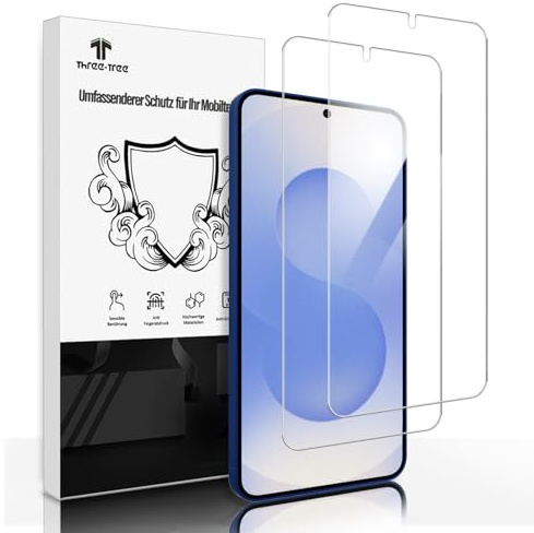 Three-Tree Schutzfolie für Panzerglas für Samsung Galaxy S25, Hochpräzise Fingerabdruckerkennung 9H Härte, 2 Stück Handy Display Schutzglas für Samsung Galaxy S25