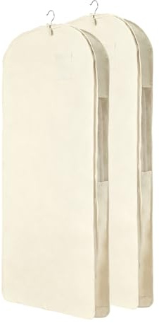 Confezione Da 2 Borse Porta Abiti 100% Cotone Coprispalle Traspiranti Borse Antipolvere per Cabina Armadio, Custodie per Abiti Lunghi Coperture Antipolvere per Abiti, Giacca, Cappotto(Size:60×130cm)