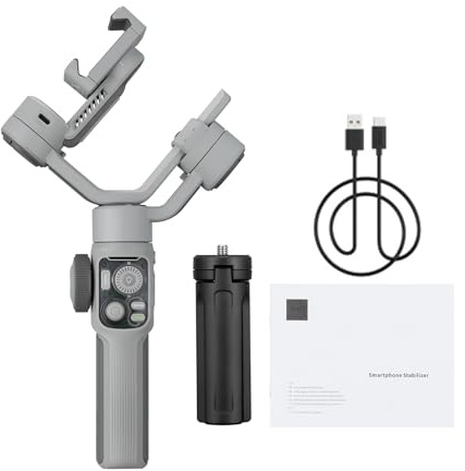 Smooth 5E Smartphone-Stabilisator, 3-Achsen-Gimbal mit integriertem Fülllicht, 26 Stunden Akkulaufzeit, professionelle Stabilisierung für Vlogging, Live-Streaming, Sport, Wandern, (GLATT 5E)
