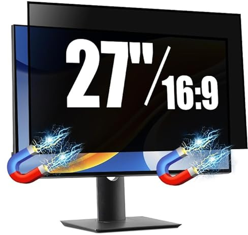 SOPPY Magnetic 27 Inch Computer Privacy Screen Protector for 16:9 Monitor, Removable 27 Private Filter for Anti Glare Block Blue Light, Screen Cover Shield Office Shade for Desktop Monitor