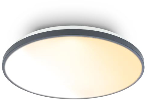 BRILONER - LED Deckenlampe mit Fernbedienung, dimmbar, CCT warmweiß bis neutralweiß, LED Lampe, Deckenleuchte, Wohnzimmerlampe, Deckenlampe Schlafzimmer, Küchenlampe, 48x6,5 cm, Nickel-matt