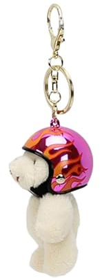 NUEAYMS Porte-clés en forme d'ours en forme de casque de flamme, en peluche, pour voiture, décoration de voiture, cadeau