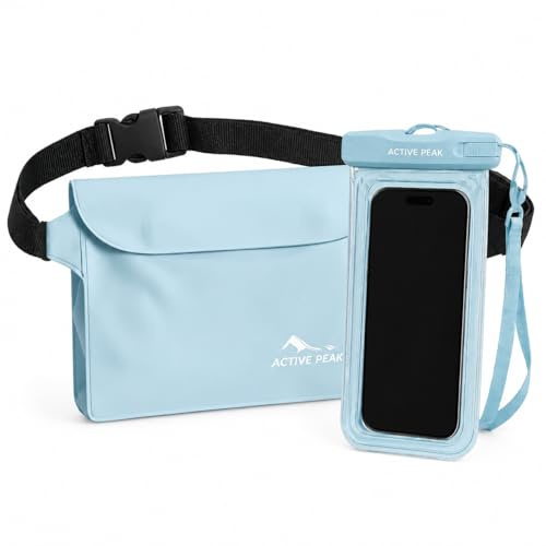 Wasserdichte Tasche, Bauchtasche & Wasserdichte Handyhülle, Waterproof Bag, Drybag wasserdichter Beutel, Kajak Zubehör Strand Must Have Strandurlaub Gadget | IPX8 2-in-1 wasserfest Set (Türkies)