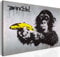 B&D XXL - Wandbilder XXL Banksy Monkey with Banana Gun 120x80 cm 1 tlg Wand Deko Leinwand Bilder Groß Wanddeko Wohnzimmer Schlafzimmer Kunstdrucke - Affe mit bananen Pistole Street Art 030115-40