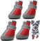 Hcpet Pfotenschutz Hundestiefel, Breathable Hundeschuhe mit Reflektierenden Riemen, Welpenschuhe für Kleine Hunde im Freien, rutschfeste Sohle Hundeschnee Stiefel, 4 Stück