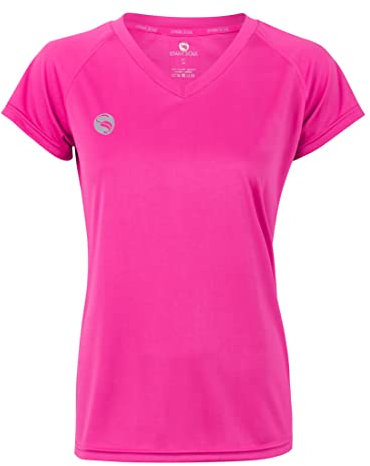 STARK SOUL Damen Sport Shirt Fitness T-Shirt vital, Kurzarm Funktionsshirt, Atmungsaktiv Schnelltrocknendes Trainingsshirt - Pink - XL