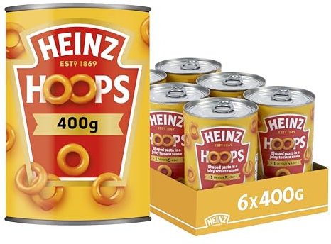 Heinz Spaghetti Hoops, 400 g (Pack of 6) - Freshly Made Pasta Hoops in a Juicy Tomato Sauce