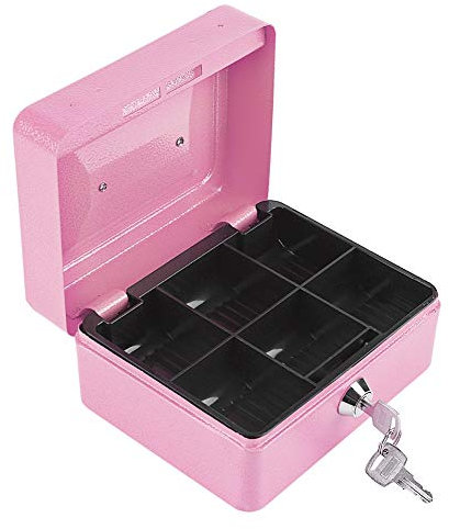 Tiiyee Coffre-fort avec serrure à clé, portable en acier ignifuge, étanche, avec petite combinaison, antivol pour la maison, le bureau, les bijoux, les documents (rose)