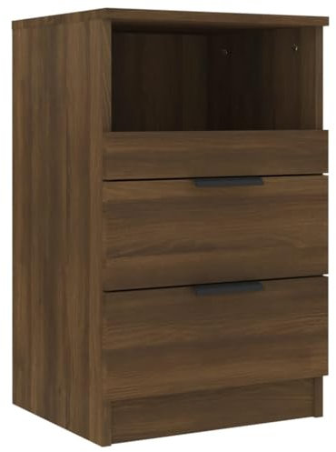 vidaXL Nachttisch 2 Schubladen 1 Fach Nachtschrank Nachtkonsole Nachtkommode Schlafzimmer Schrank Kommode Braun Eichen-Optik Holzwerkstoff