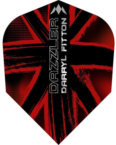 Mission Darts Darryl Fitton Dart-Flights | 100 Mikron Premium extra stark Standard No2 | Schwarz & Rot 3 Sets (F3932)