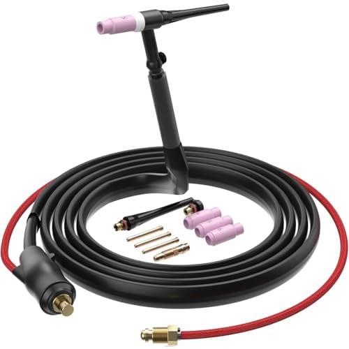 ARCCAPTAIN Torcia per saldatura TIG, torcia TIG Argon WP-17V con tubo dell'aria rosso da 13 piedi e connettore da 35-50 mm, torcia TIG di sollevamento 150 A per ARCCAPTAIN ARC200 MIG200