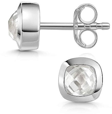 Materia Zirkonia Ohrstecker Silber 925 quadratisch klein SO-340-Zirkonia