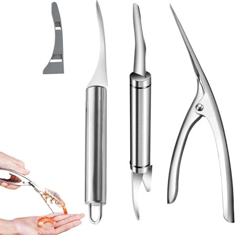 Ownkim Ensemble de 3 Couteaux Multifonctionnels pour Crevettes,5 In 1 Multifunctional Shrimp Like Fish Maw Knife, Crevettes Couteau,éPlucheur De Crevettes- Éplucheur, Diviseur, Écailleur, Coupeur