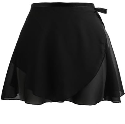 Ballettrock Schwarz Wickelrock Tanzrock Mädchen Schnür Ballett Wickelrock Fließender Chiffon Tutu Rock für Kleinkinder Teenager Mädchen Ballett Rock Gymnastik Damen