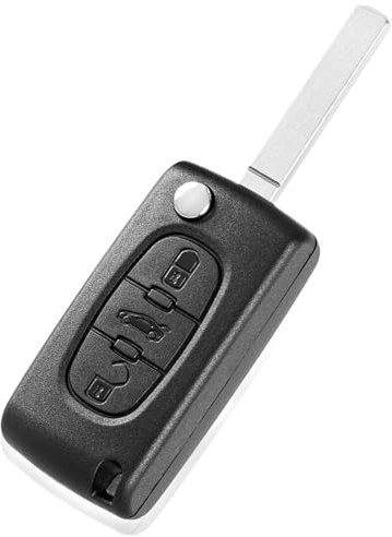 3 Tasti Guscio per Chiave Auto Telecomando Compatibile con Peugeot CE0536 407 308 307 e Citroen C4 C5 Ricambio Telecomando Custodia Chiave Cover, Lama Senza Scanalatura, Modello con Vano Batteria