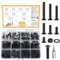 450 Piezas M3 Tornillos y Tuercas y Arandelas Kit, Tornillos Torx, Tornillos de Cabeza Avellanada, M3 Tornillos de Máquina de Cabeza Plana, Tornillos Torx de Cabeza Avellanada