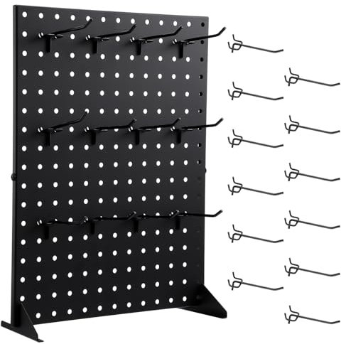 Lemecima Stecktafel-Präsentationsständer mit 12 Heringshaken für Bastel-Shows, Metall-Merchandise-Ausstellungsständer für Boutique, Einzelhandelsgeschäfte, Verkäufer und Veranstaltungen (43,2 x 33 cm)