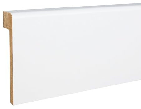PROVISTON Lot de 5 bandes de recouvrement pour carrelage - Jusqu'à 65 mm de hauteur - 19 x 80 x 2 500 mm - Noyau en MDF blanc - À coller, visser et clouer - Pour socles de carrelage by PROVISTON -