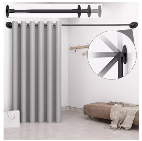 Umkleidekabine Wandmontage, EckUmkleidekabine, Umkleideraum Sichtschutz Vorhänge mit Teleskopstange 90-160cm, Türvorhang Umkleide Für Bekleidungsgeschäft Partition Für Ecken und Türöffnungen, Grau