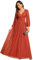 Ever-Pretty Women's Glitter A Line V Neck Pleated Long Sleeve Evening Dress Burnt Orange 12UK