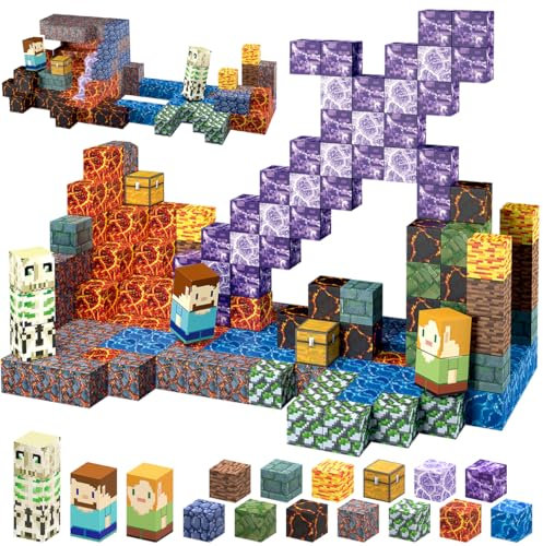 TUKIIE Magnetische Bausteine Sword Edition, 213 Stück Magnetische Blöcke Kinderspielzeug für 3 4 5 6 7 8 Jahre Geschenk Jungen Mädchen, Magnetic Building Blocks STEM Spielzeug für 3+ Kinder