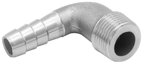 Acoplamiento de codo de acero inoxidable de 90 grados para manguera macho de 1/2 pulgada a manguera de 25 mm para agua, gas y aceite