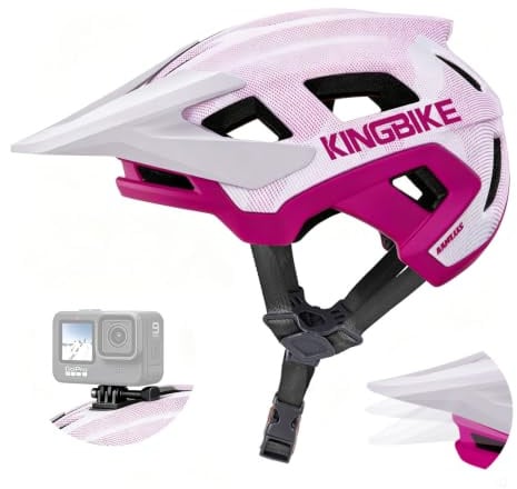 KINGBIKE Professioneller Mountainbike Helm E-MTB NTA-8776 E-Bike Sicherheitshelm mit 3-stufig verstellbarem Visier & Kamera-Halterung MTB-Fahrradhelm für Erwachsene