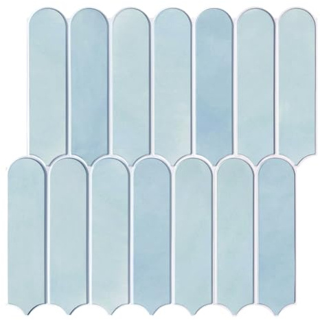 Commomy 3D Fliesenaufkleber Klebefliesen Wandfliesen Selbstklebend, Hellblau, 10 Stück, 30 x 30 cm, Selbstklebende Fliesen für Küche, Bad, Metro, Schlafzimmer, Akzent-Wanddekoration
