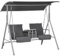 Outsunny Hollywoodschaukel 2-Sitzer Schaukelbank mit Baldachin, Tasche, Gartenschaukel mit Tablett, bis 180 kg Belastbar, für Garten, Balkon, Schwarz