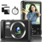 Digitalkamera 4K FHD 64MP Autofocus Kamera Fotokamera mit 16-fachem Digitalzoom, wiederaufladbare 2,4-Zoll-Mini-Kinderkamera mit 32 GB Speicherkarte