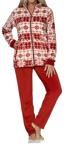 NORMANN Damen Hausanzug aus Coralfleece Freizeitanzug in Norweger Optik