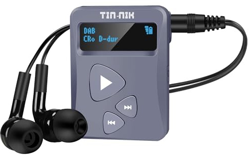 Tin-Nik DAB-398WS-DB Radio portátil DAB/DAB+/FM, radio digital RDS-FM, mini radio de bolsillo con batería recargable, auriculares, selección de grandes y pequeños