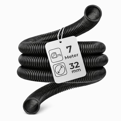 Microsafe® Saugschlauch DN32 (32 mm Innen / 40 mm Außen) – 7 Meter – extra Reichweite für große Arbeitsbereiche & Absaugung – flexibel & robust für Nass- & Trockensauger