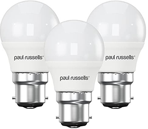 paul russells LED Bayonet Cap B22 Light, 25w Equivalent, 2.5W 250Lumens LED Bulbs, Mini Globe 2700K Warm White Lamps, Frosted Round G45 BC Golf Energy Saving Chandelier Non-Dimmable Lightbulbs, 3 Pack