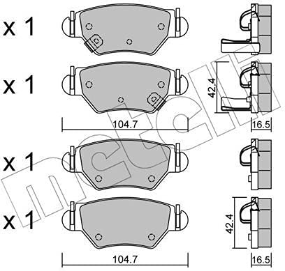 metelligroup 22-0259-0 Bremsbeläge, Made in Italy, Ersatzteile für Autos, ECE R90-zertifiziert, Kupferfrei