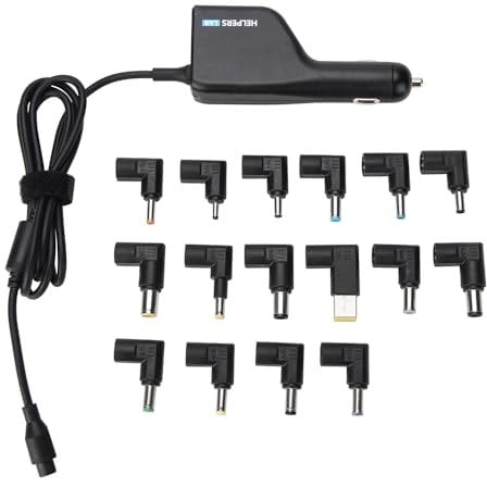 Helpers Lab 12V 24V input Laptop Car Charger 16V 18.5V 19V 19.5V 20V DC Power Adapter 90W With 18W QC3.0 USB & 16 Tips 108W Universal for HP Dell IBM Lenovo Acer ASUS Compaq Samsung Sony and more