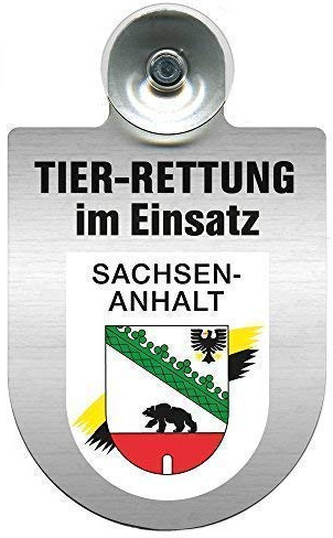 Einsatzschild mit Saugnapf Tier Rettung im Einsatz 393839 incl. Regionenwappen nach Wahl Color Region Sachsen-Anhalt