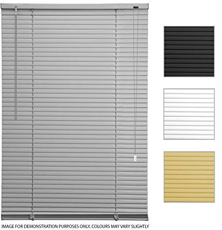 ASAB PVC Venetian Shutter Blinds | Window Mounting Brackets Easily Cut | Home Office Privacy Light Protection | Twist Tilt Open Close Control Wand Pull Cord - 165 x 130cm - Grey