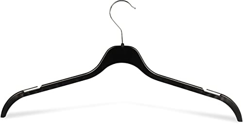 RSR Hangers 50 Stück Kleiderbügel Blusenbügel 47 cm hochwertigem Kunststoff | Hemdenbügel | 360° drehbarer Haken | Anti-Rutsch | Schwarz | B47