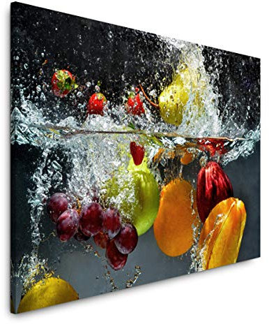 Paul Sinus Art Obst und Gemüse in Wasser 40 x 60 cm Inspirierende Fotokunst in Museums-Qualität für Ihr Zuhause als Wandbild auf Leinwand in