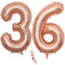 2 Luftballons Zahl 36, Nummer 36 Luftballon Rosegold Mädchen,40 Aufblasbar Helium Folienballon Roségold Ballons Figuren,Riesen Ballon für Geburtstag Party Dekoration, Abschlussball (xxxl 100cm)