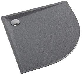Sellon24® Duschtasse Duschwanne Acrylwanne Acrylschürze Stabilsound® walk in flach Anthrazit Viertelkreis 90x90x3 R55