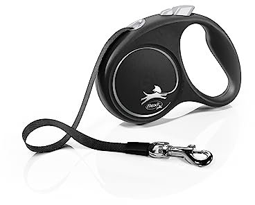 flexi® Black Design S Gurt 5 m schwarz/Silber, Roll-Leine für Hunde bis 15 kg