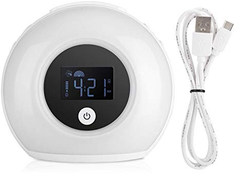 Luz de despertador, 5 modos de color Reloj despertador natural con luz nocturna Lámpara de noche, Reloj digital moderno con altavoz Bluetooth para niños, Dormitorios