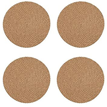 Alnicov Runde Tischsets aus Leinen, geflochten, 18 cm, hitzebeständig, dick, heißer Untersetzer, 4 Stück
