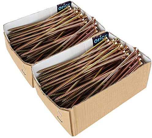 SENENQU Lot de 100 Vis Bois 6x160, M6 Vis à Bois en Acier Zingué - Vis Universelle Tête Fraisée Pozidriv Vis à Panneaux Aggloméré - Vis à Bois Longue (Jaune)