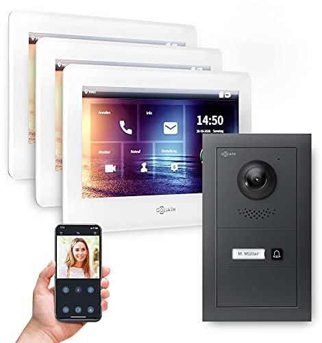 Goliath Hybrid | 2-Draht | Full-HD Video Türsprechanlage | App | 1-Fam | 3 x Full-Touchscreen 7 | Aluminium Unterputz Türstation | + Blanko Modul | 180° Ultra-Weitwinkel | AV-BUS-658