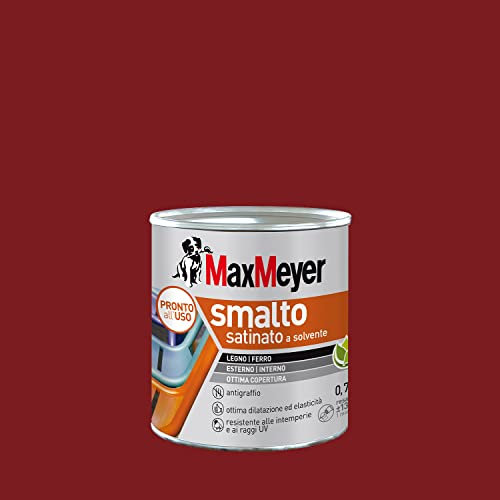 MAXMEYER Smalto a solvente per ferro e legno satinato BORDEAUX R3011 0,750L