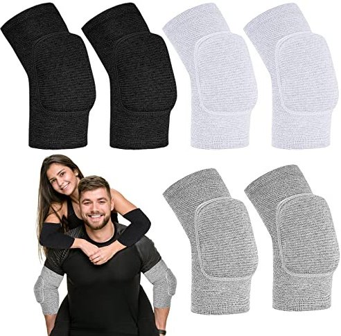 Tarpop 3 Pairs Volleyball Elbow Pads Arm Brace Pads, Black, White, Gray