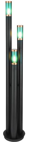 GLOBO Wegeleuchten Außen Edelstahl Außenlampe Standleuchte Gartenleuchte schwarz, Kupfer rauchfarben, Fernbedienung dimmbar, 3x RGB LED 8,5W 806Lm, DxH 28 x 170 cm
